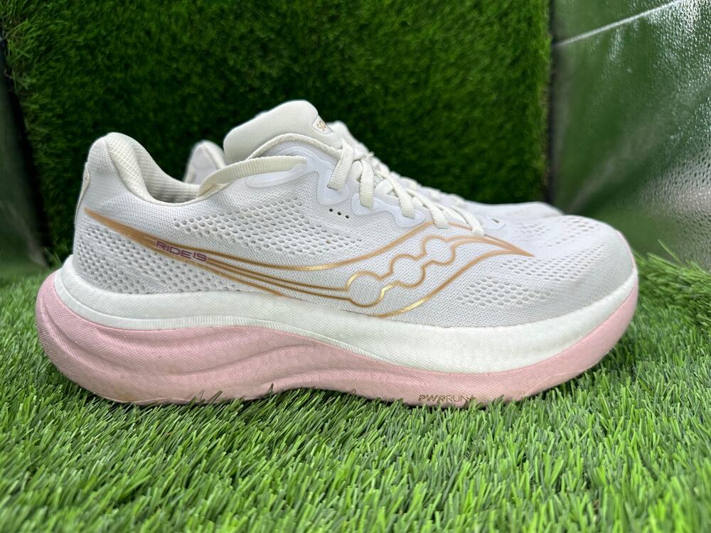Saucony Ride 19 S11055-151 Athletic Sneaker Womens 9.5 White Mesh Jogging Sports